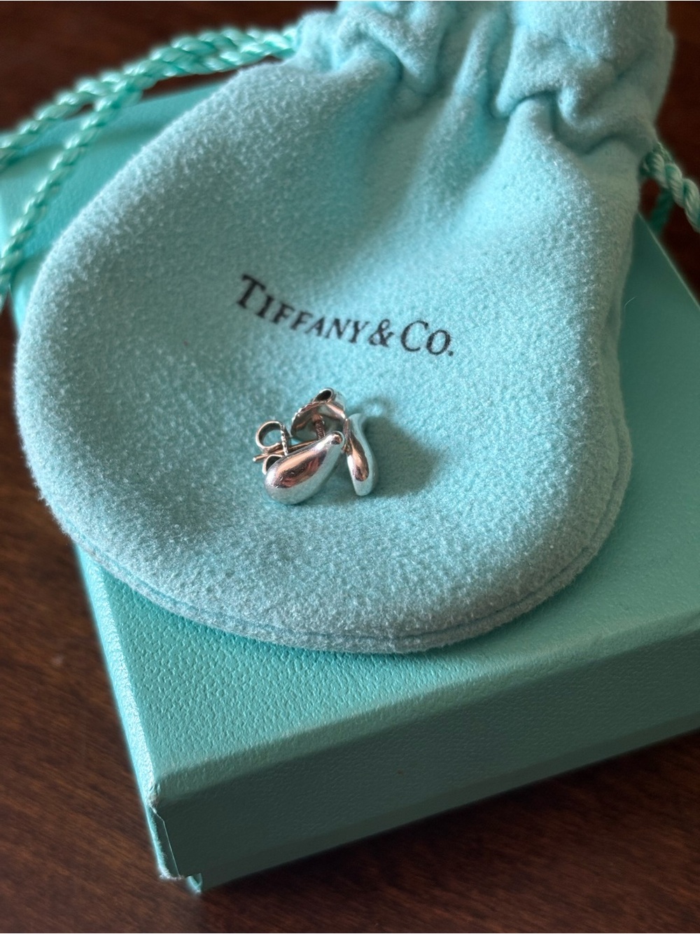 Tiffany Teardrop Elsa Peretti Earrings in 925 Silver